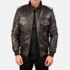 Shadowhawk Brown Men's Leather Bomber Jacket