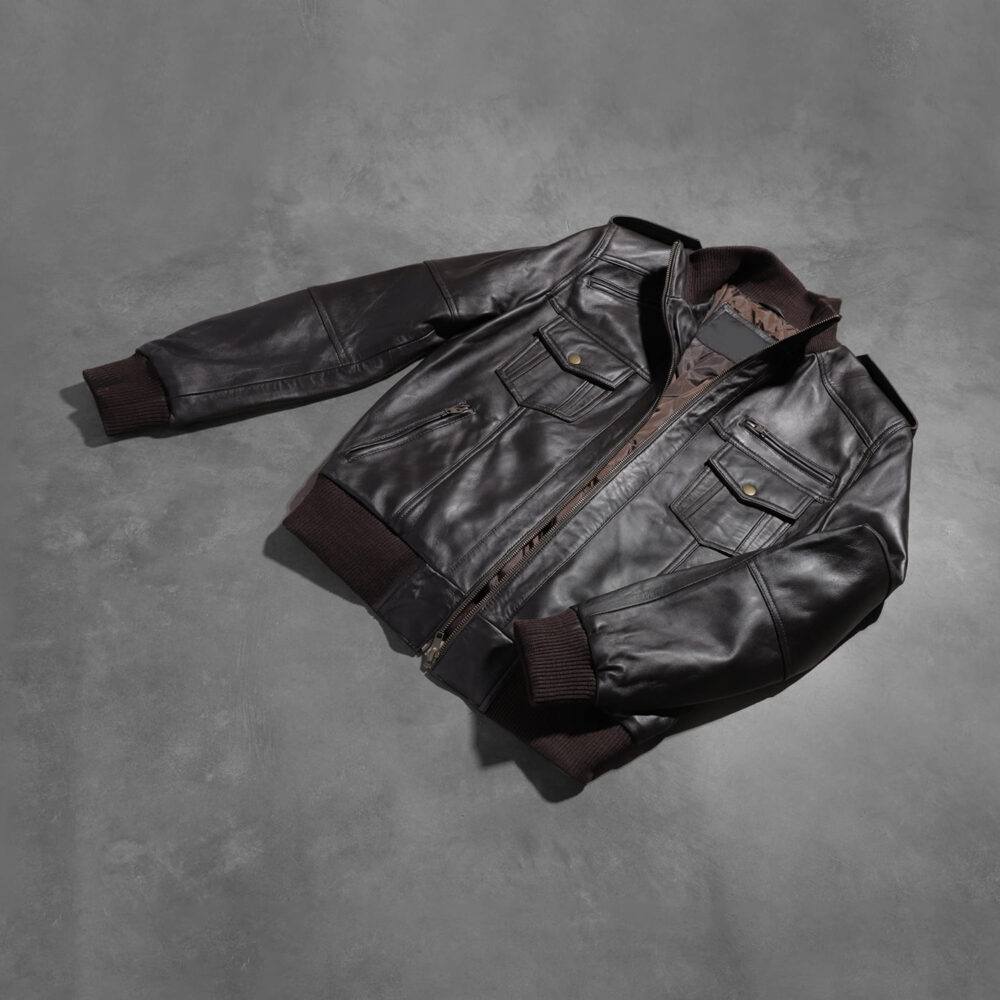 Shadowhawk Brown Men's Leather Bomber Jacket