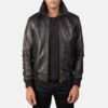 SkyRolf Black Men's Leather Bomber Jacket