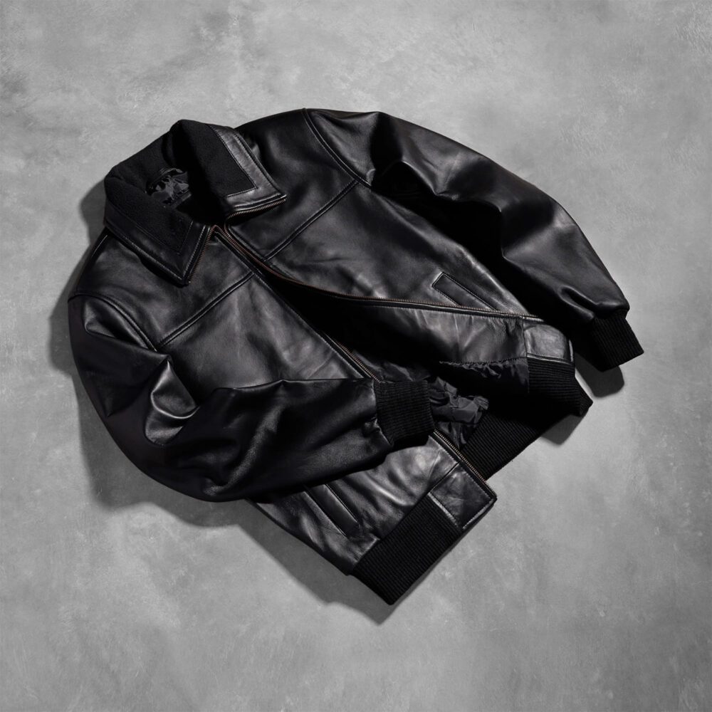 SkyRolf Black Men's Leather Bomber Jacket