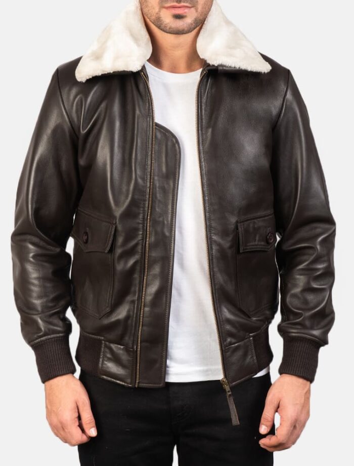 Hawken G-1 Brown Men's Leather Bomber Jacket