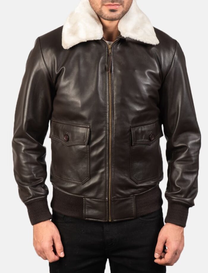 Hawken G-1 Brown Men's Leather Bomber Jacket