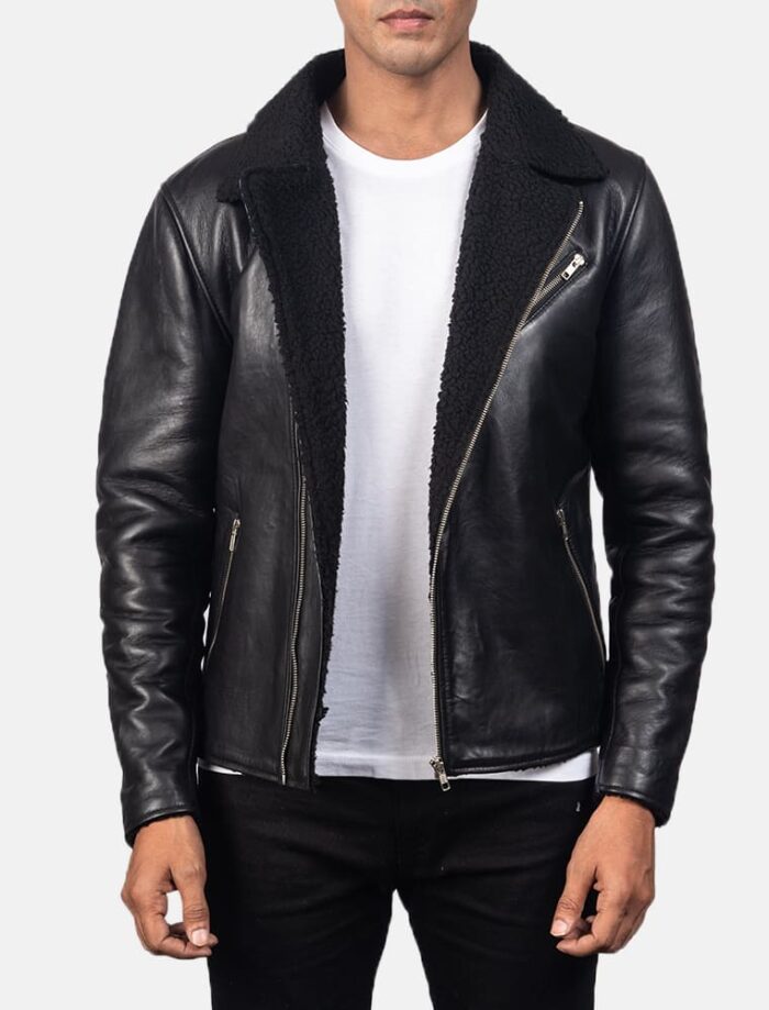 Everett Shearling Black Men's Leather Jacket