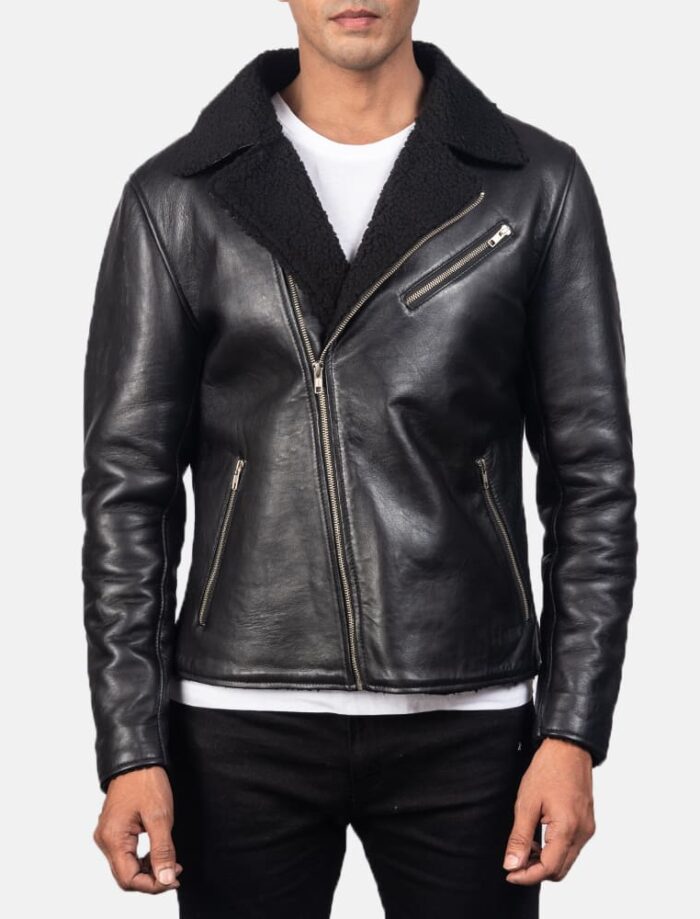 Everett Shearling Black Men's Leather Jacket