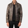 Logan Distressed Brown Men's Leather Biker Jacket