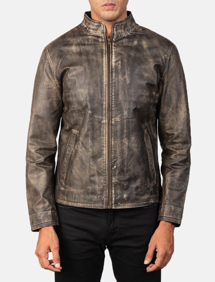 Logan Distressed Brown Men's Leather Biker Jacket