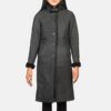 Amira Shearling Black Leather Coat for Women