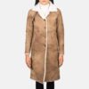 Amira Shearling Brown Leather Coat for Women