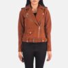 Carmela Brown Suede Biker Jacket for Women