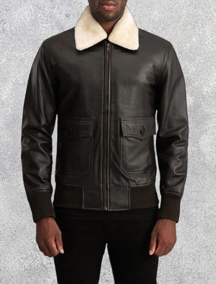 Arden G-1 Men's Sheepskin Brown & Cream Leather Bomber Jacket