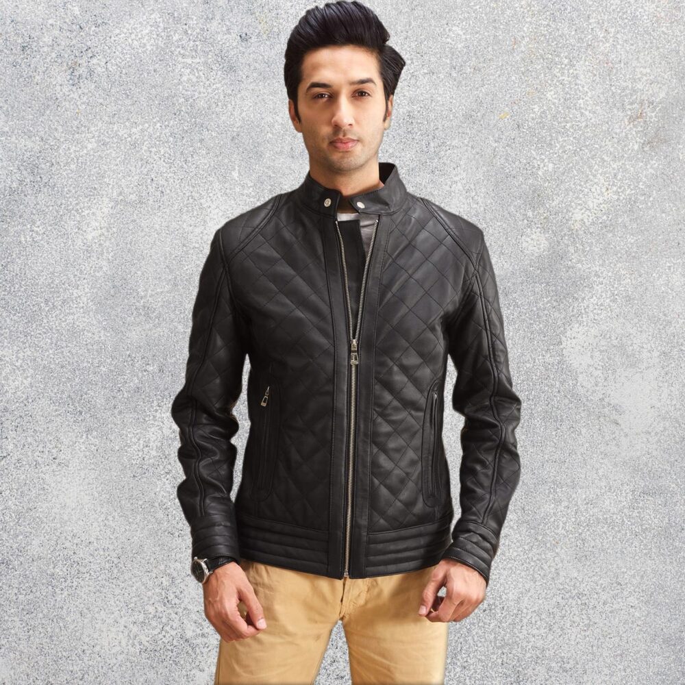 Axel Men's Quilted Black Leather Jacket