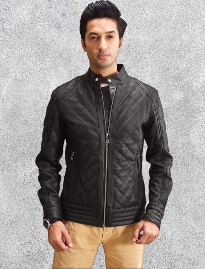 Axel Men's Quilted Black Leather Jacket