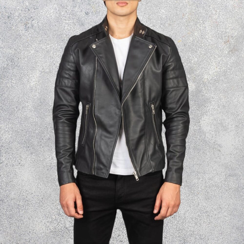 Axel Noir Men's Leather Biker Jacket