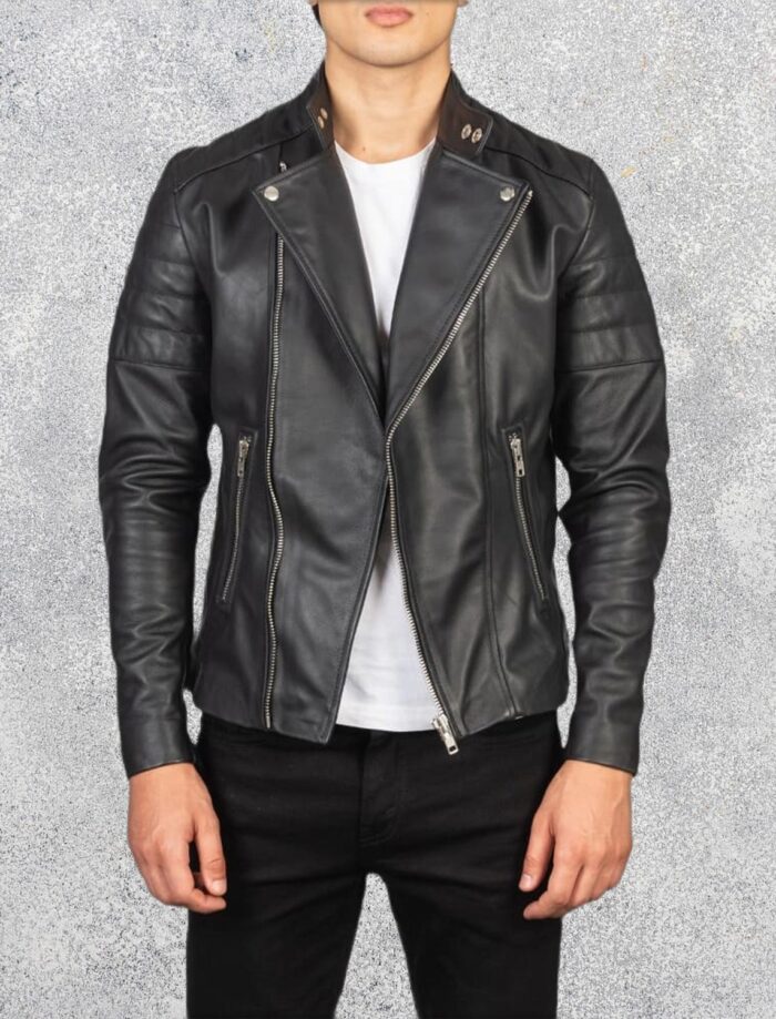 Axel Noir Men's Leather Biker Jacket