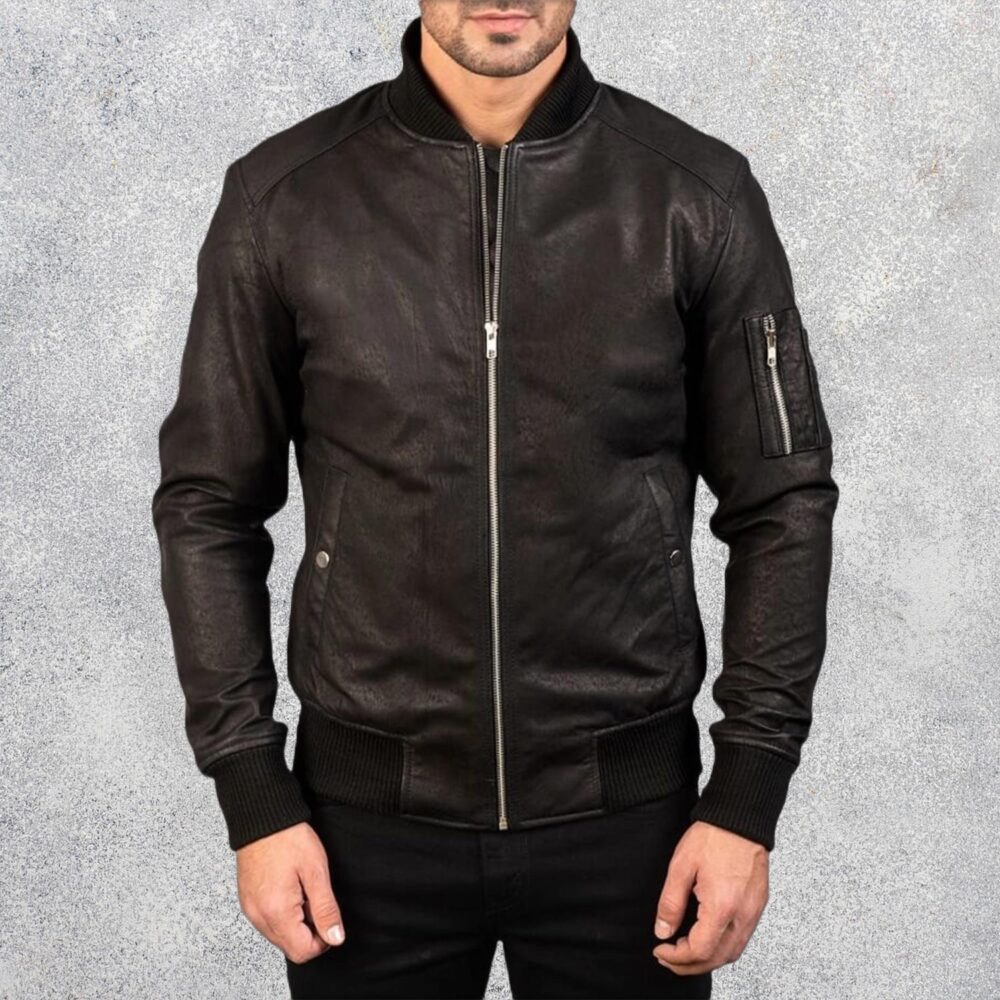 Baron-MA-1-Distressed-Black-Mens-Leather-Bomber-Jacket