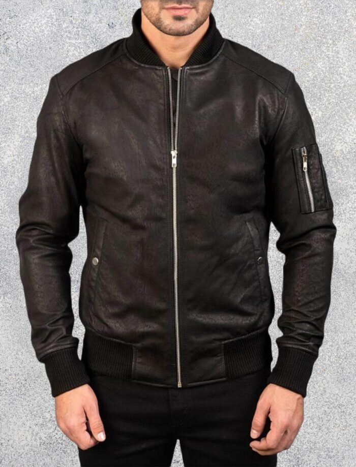 Baron-MA-1-Distressed-Black-Mens-Leather-Bomber-Jacket