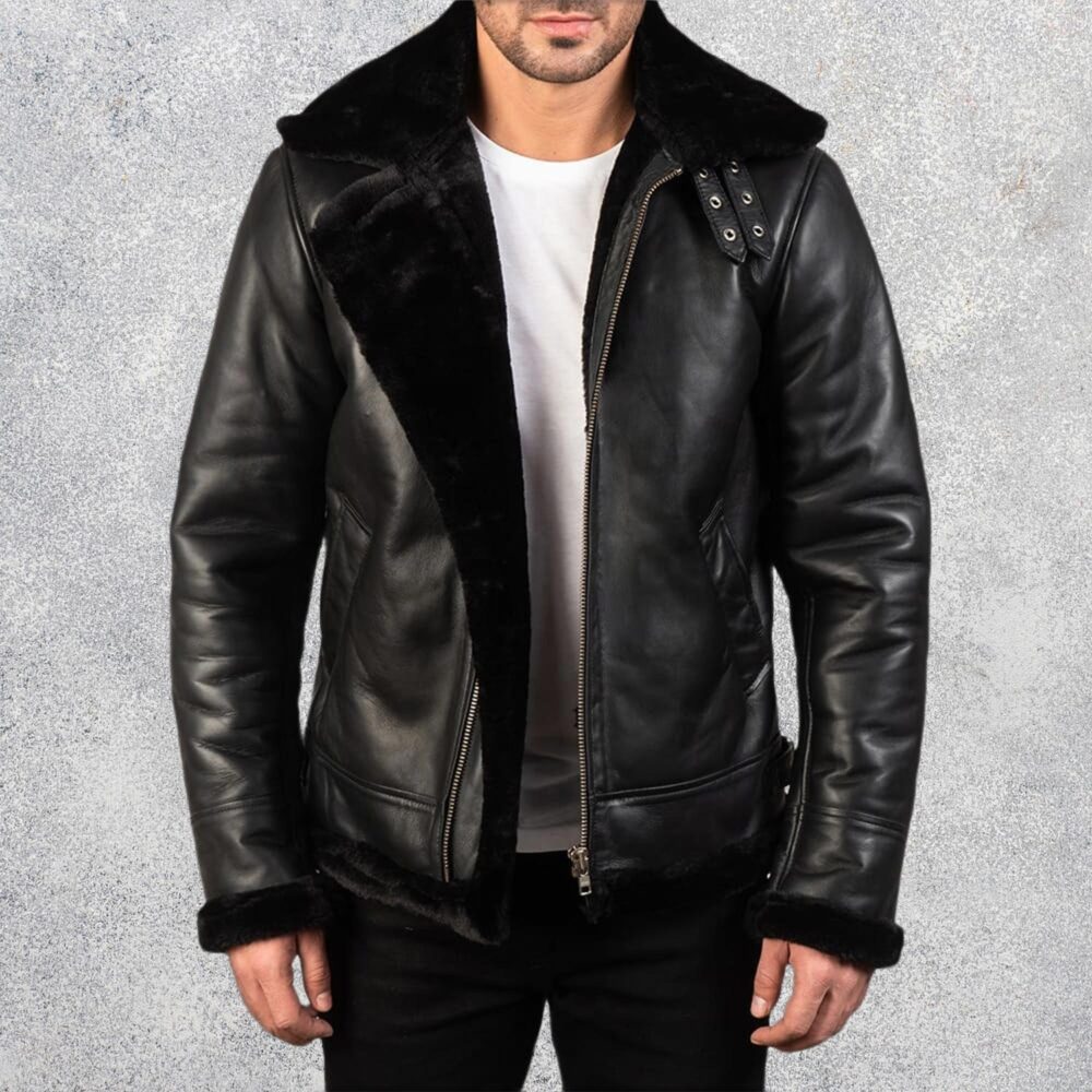 Barrow B-3 Black Leather Bomber Jacket