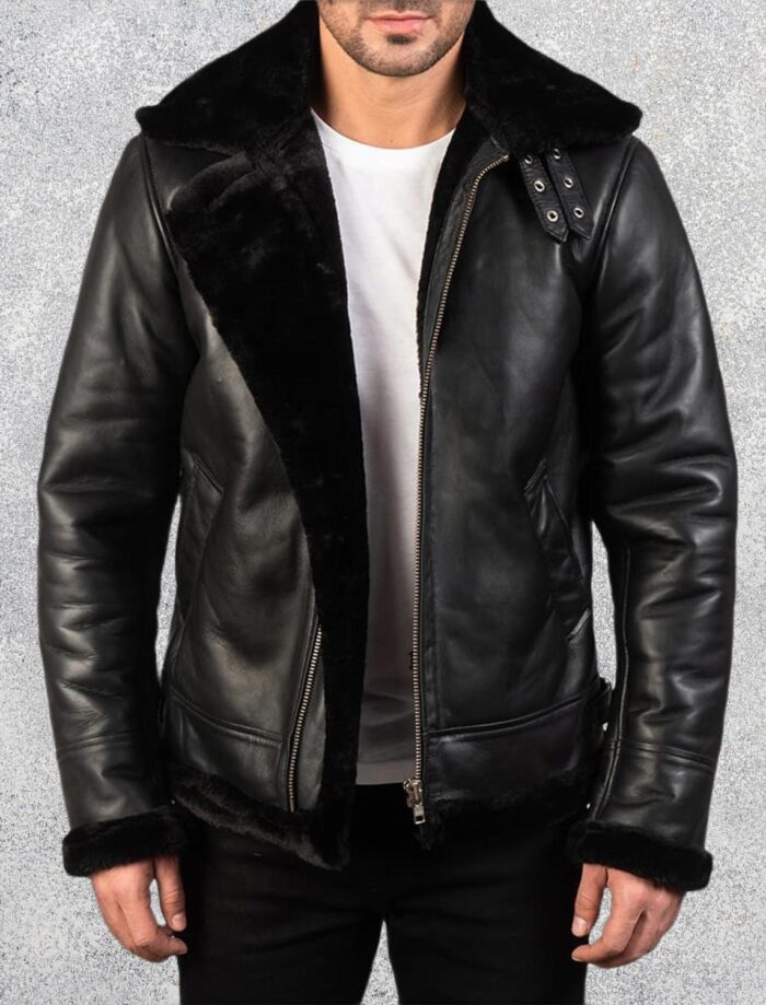 Barrow B-3 Black Leather Bomber Jacket