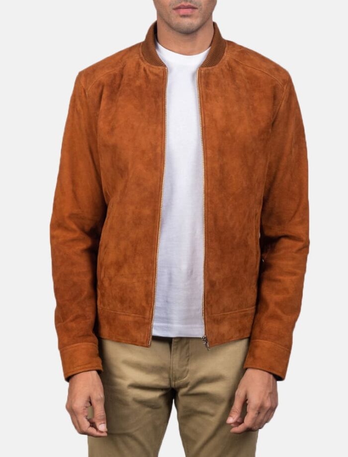 Blain Luxe Brown Suede Bomber Jacket