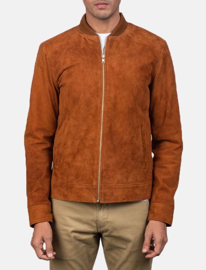 Blain Luxe Brown Suede Bomber Jacket