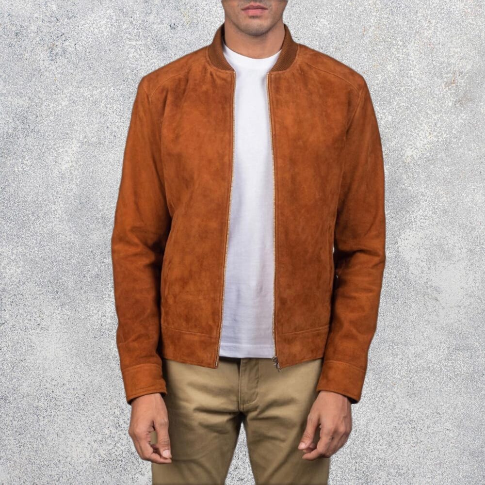 Blain Luxe Brown Suede Bomber Jacket