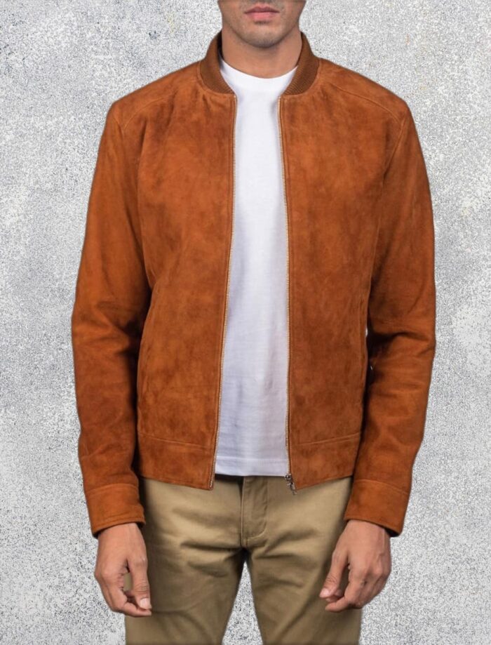 Blain Luxe Brown Suede Bomber Jacket