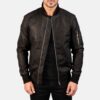 Baron MA-1 Distressed Black Men's Leather Bomber Jacket