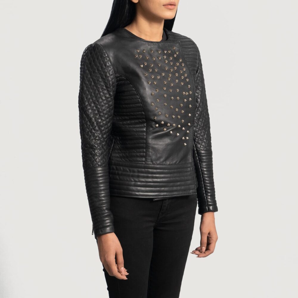 Seraphina Studded Black Leather Jacket for Women