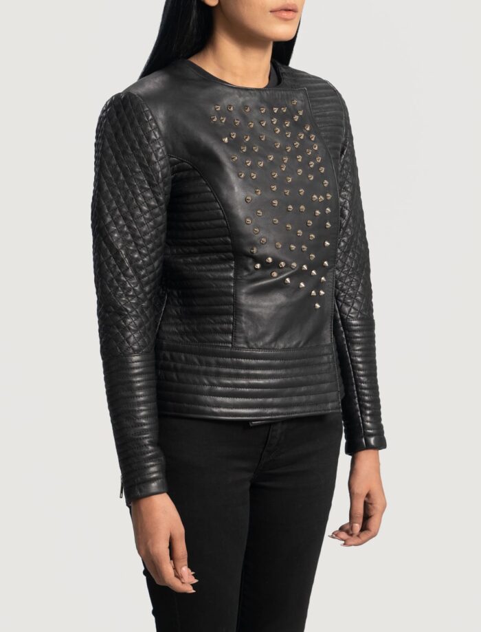 Seraphina Studded Black Leather Jacket for Women