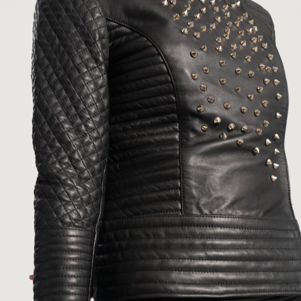 Seraphina Studded Black Leather Jacket for Women