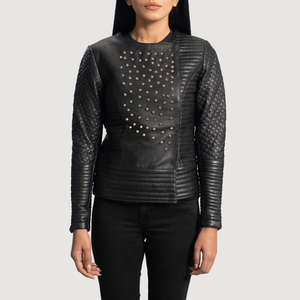 Seraphina Studded Black Leather Jacket for Women