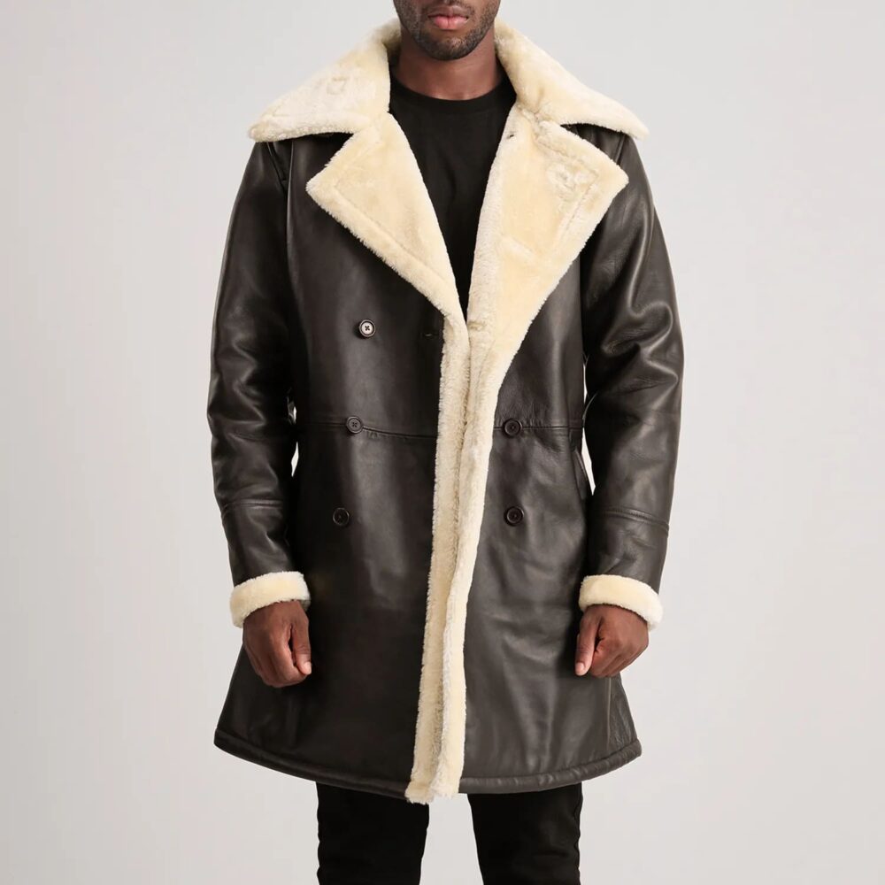 Victor Men's Brown Shearling Double-Breasted Coat