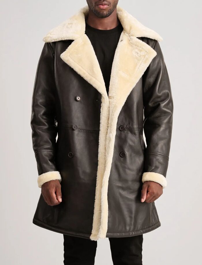 Victor Men's Brown Shearling Double-Breasted Coat