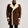 Victor Men's Brown Suede Shearling Double-Breasted Coat