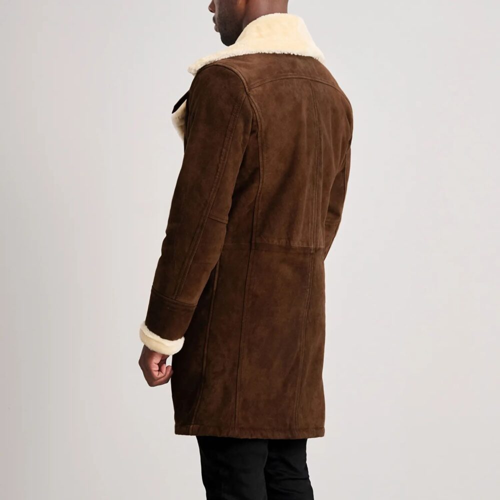 Victor Men's Brown Suede Shearling Double-Breasted Coat