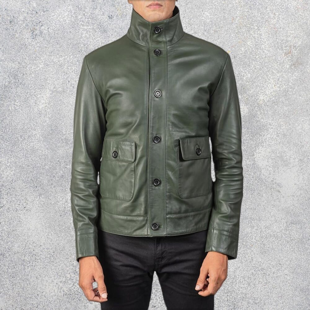Colburn Men's Green Leather Bomber Jacket