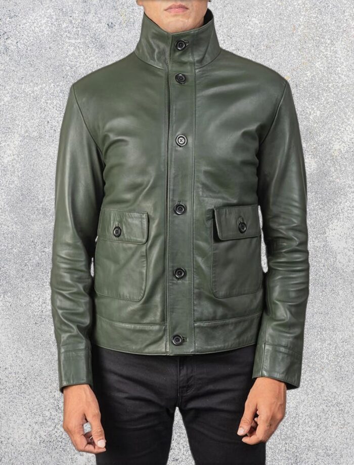 Colburn Men's Green Leather Bomber Jacket