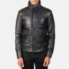 Colburn Men's Black Leather Bomber Jacket