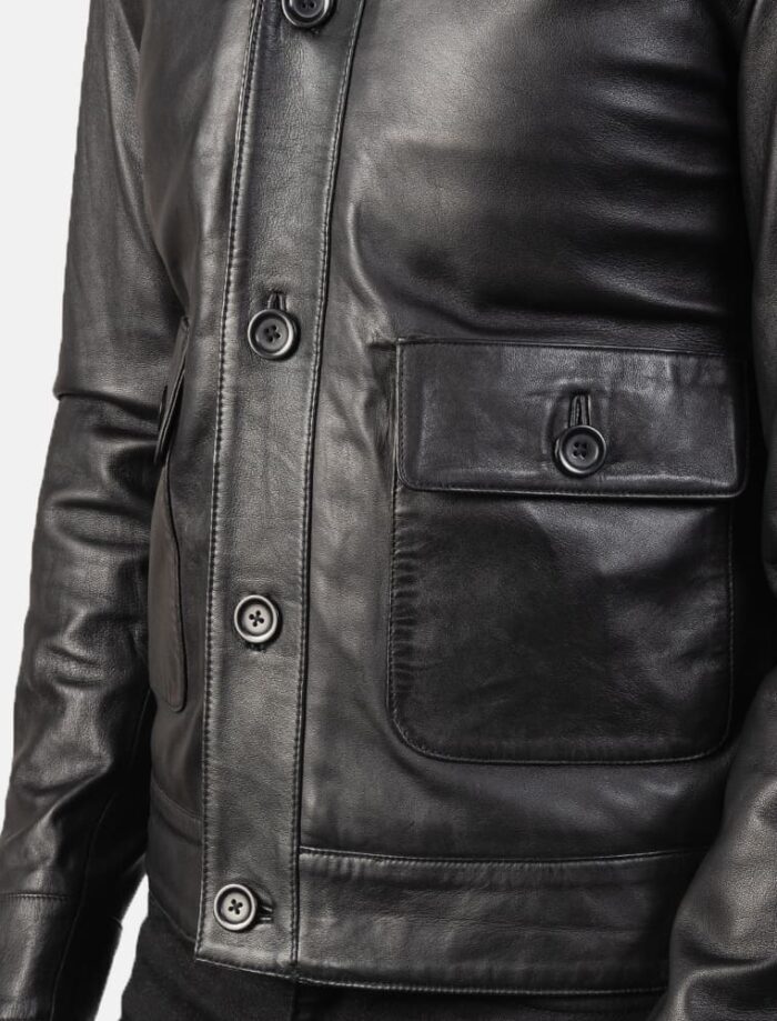 Colburn Men's Black Leather Bomber Jacket