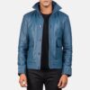 Colburn Men's Blue Leather Bomber Jacket