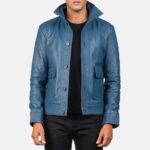 Colburn Men's Blue Leather Bomber Jacket