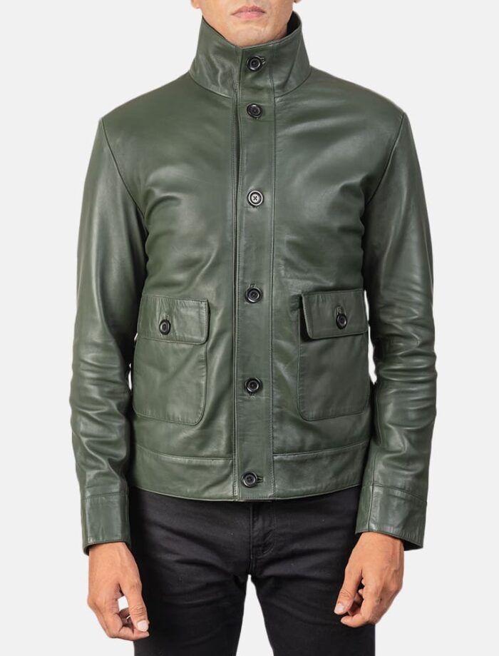 Colburn Men's Green Leather Bomber Jacket