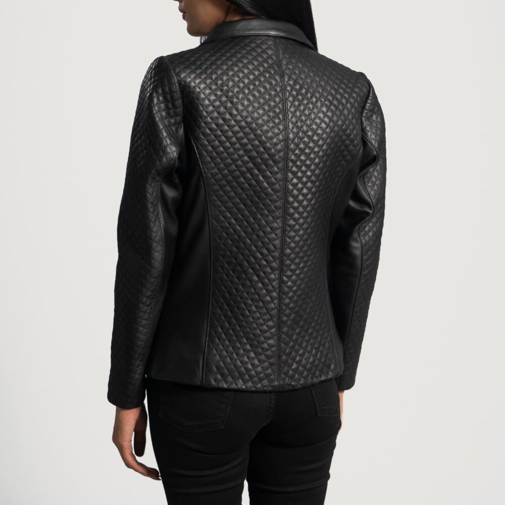 Sienna Quilted Black Leather Blazer for Women