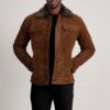 Axel Brown Suede Shearling Trucker Jacket for Men