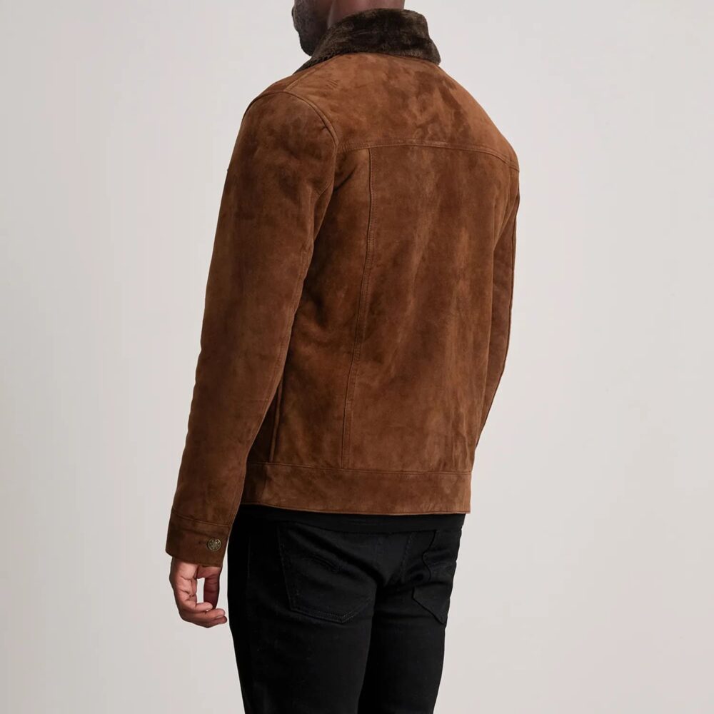 Axel Brown Suede Shearling Trucker Jacket for Men