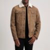 Axel Snuffed Brown Shearling Trucker Jacket for Men