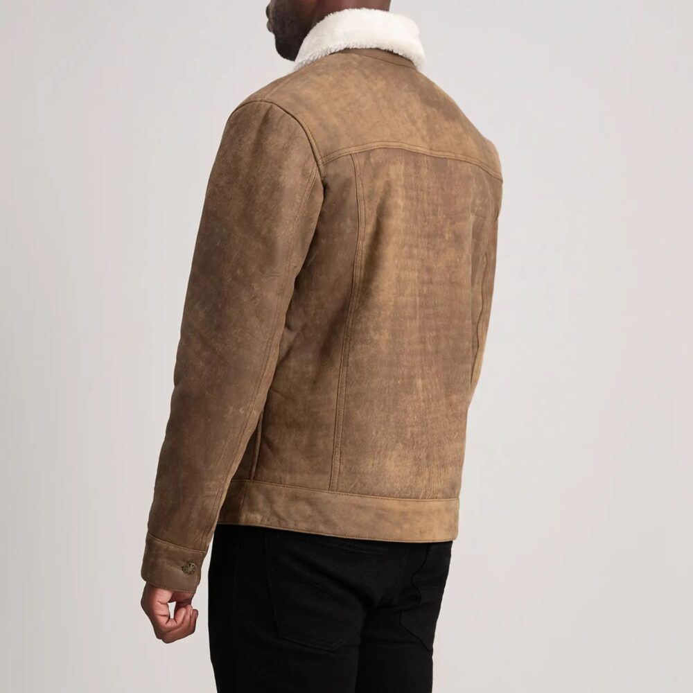 Axel Snuffed Brown Shearling Trucker Jacket for Men