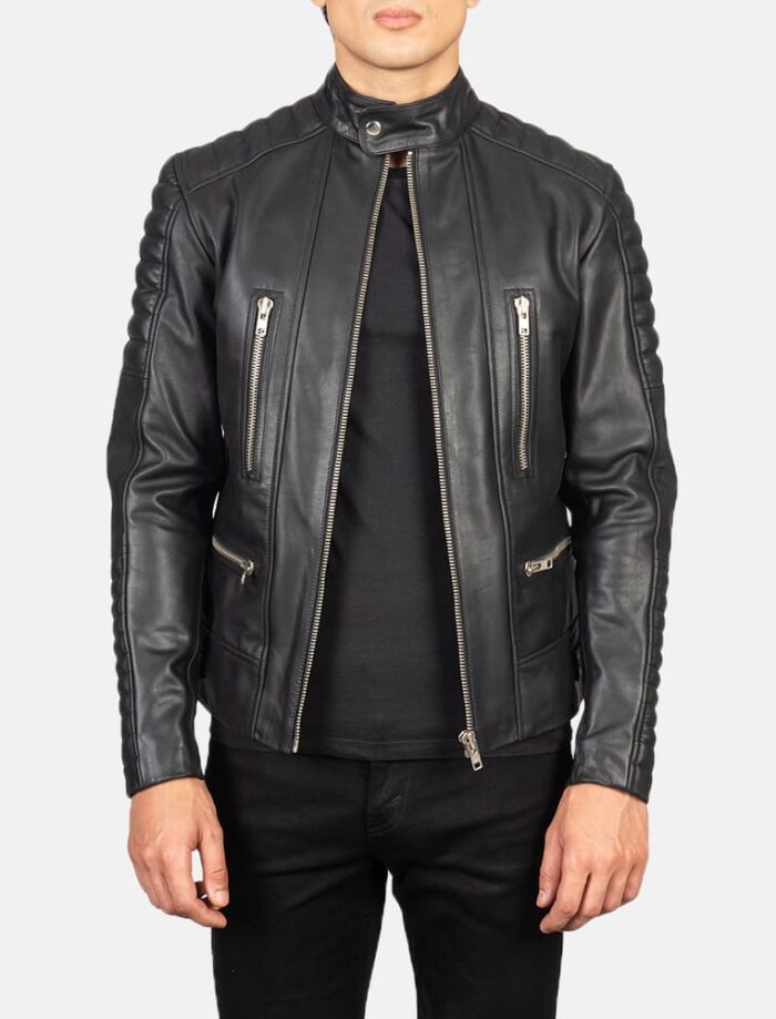 Damon Men's Black Leather Biker Jacket