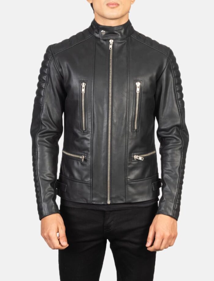 Damon Men's Black Leather Biker Jacket