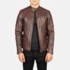 Torren Brown Leather Biker Jacket for Men